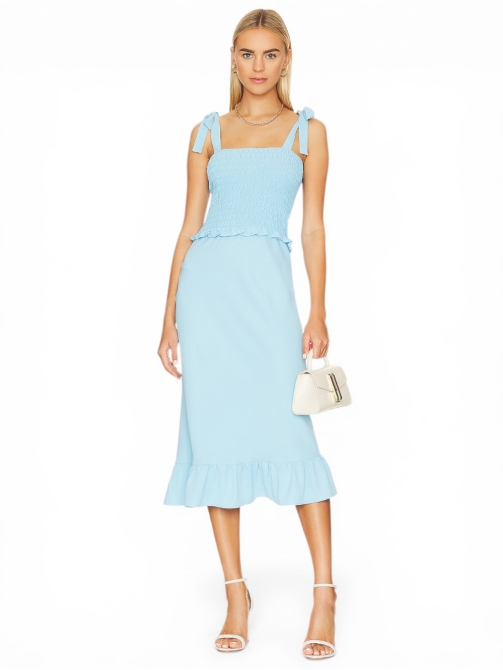 Amanda Uprichard Gaia Midi Dress In Pacific Blue Size S